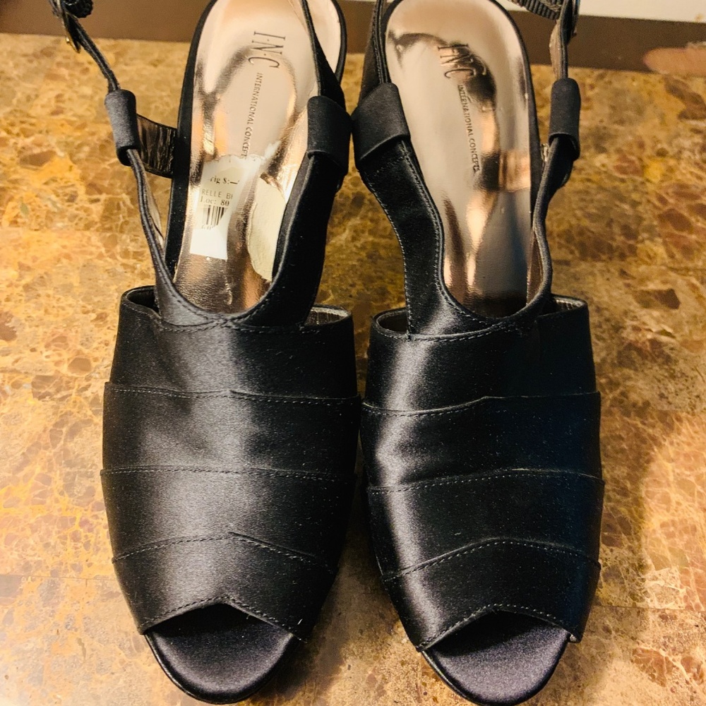 INC - Black Satin heels - Picture 2 of 2